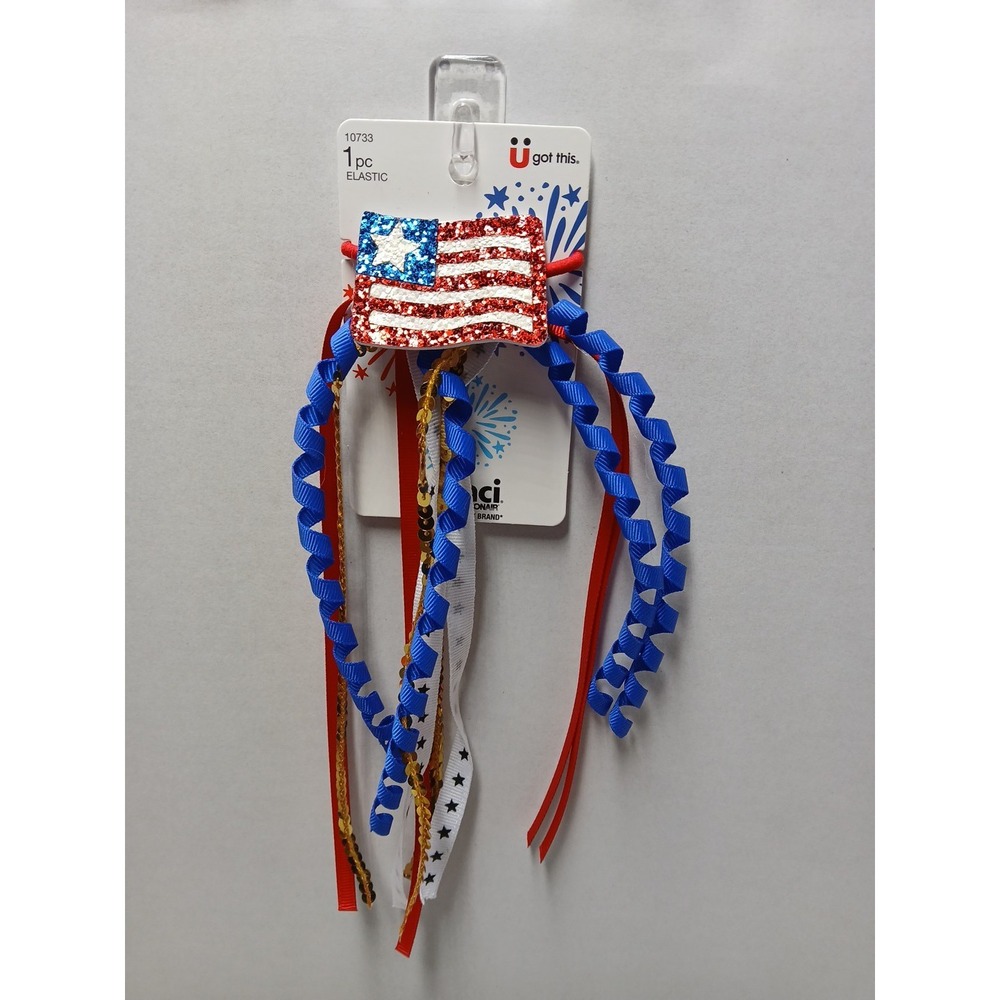 Scunci U Got This Independence Day Patriotic Ribbon Hair Elastic Tie, 1-Piece